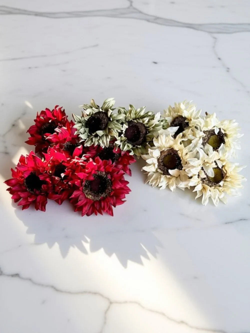 Green Faux Sunflower Picks - Set of 2